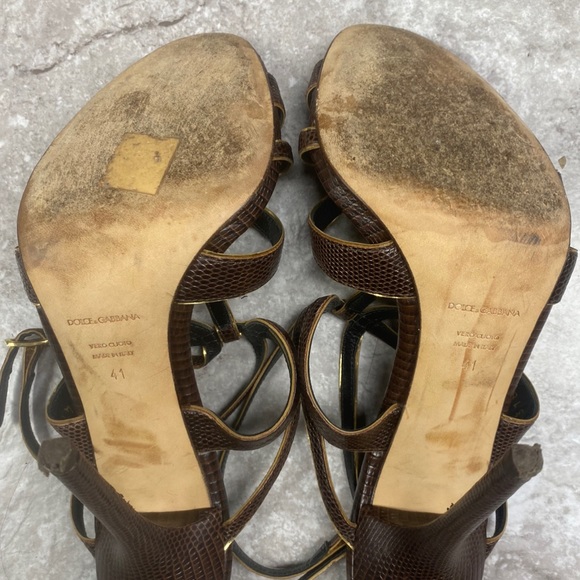 Dolce and Gabbana Vintage brown leather sandal heel sz 41 - Picture 5 of 6